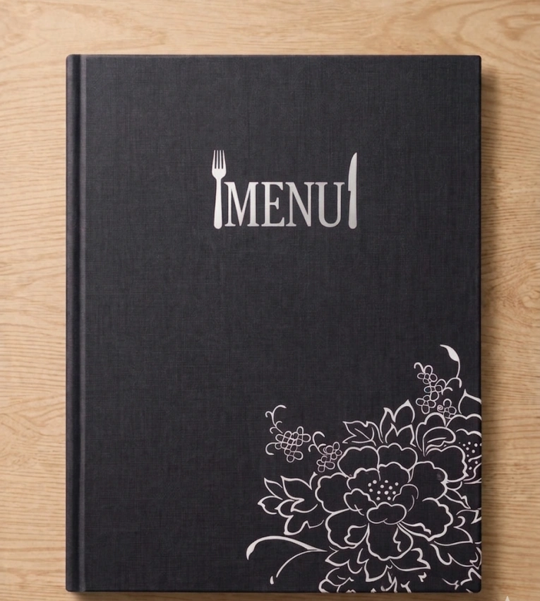 Porte-menu A4 Premium 14 Vues en Similicuir – Gris Cendré Élégant